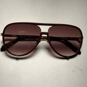 Quay Australia High Profile Aviator Sunglasses with Burgandy and Gold Accents